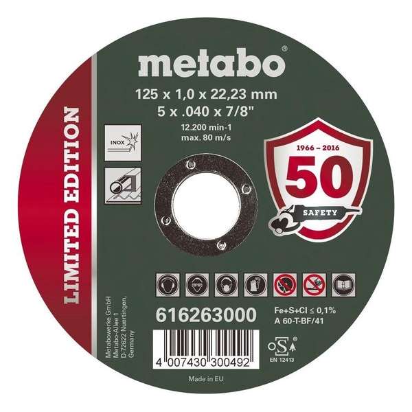 Metabo Slijpschijven 125 mm, INOX, Limited Edition, 10 stuks Metabo Slijpschijven 125 mm, INOX, Limited Edition, 10 stuks
