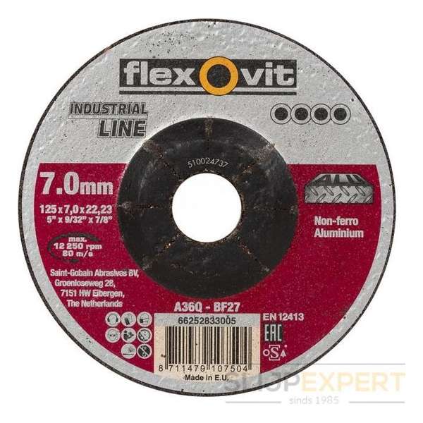 Flexovit afbraamschijf alu A36 Q 125x7x22,23 T27 Flexovit afbraamschijf alu A36 Q 125x7x22,23 T27