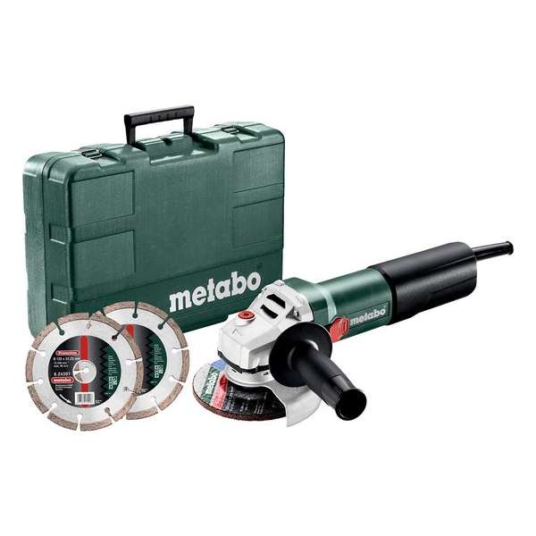 Metabo WEQ 1400-125 Kleine Haakse slijper incl. diamantzaagblad in koffer - 1400W - 125mm Metabo WEQ 1400-125 Kleine Haakse slijper incl. diamantzaagblad in koffer - 1400W - 125mm