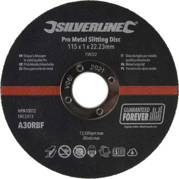 Silverline Metaal Snijschijf - Doorslijpschijf - 115 x 1 x 22,23 mm. - 10 stuks