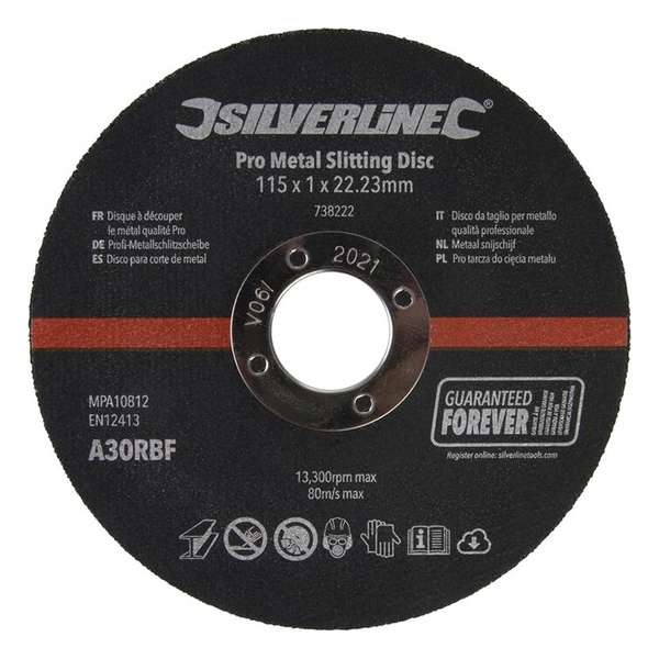 Silverline Metaal Snijschijf - Doorslijpschijf - 115 x 1 x 22,23 mm. - 10 stuks Silverline Metaal Snijschijf - Doorslijpschijf - 115 x 1 x 22,23 mm. - 10 stuks