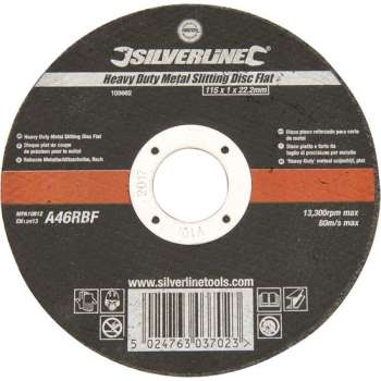 Silverline Metaal Snijschijf - Doorslijpschijf - Plat - Heavy Duty - 115 x 1,2 x 22,23 mm.