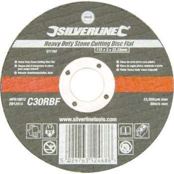 Silverline Steen Snijschijf - Doorslijpschijf - Plat - 115 x 3 x 22,23 mm.