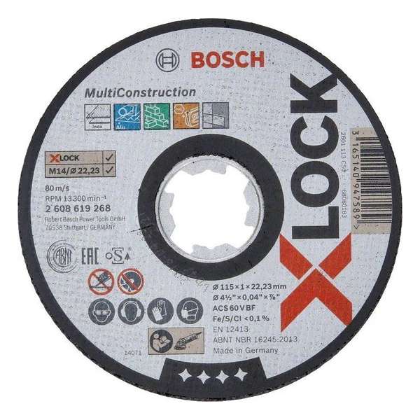Bosch 2608619268 X-Lock Slijpschijf Multi Construction - Recht - 115mm Bosch 2608619268 X-Lock Slijpschijf Multi Construction - Recht - 115mm