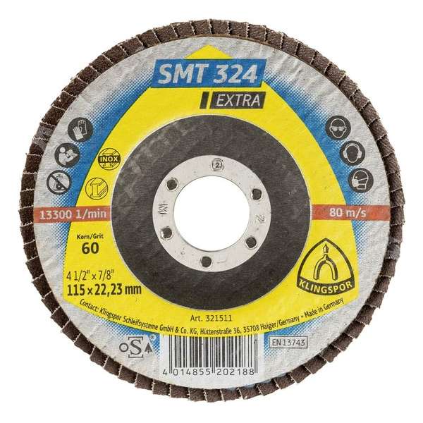 Klingspor SMT 324 lamellen- schijven 115x22,23 mm korrel 60 Klingspor SMT 324 lamellen- schijven 115x22,23 mm korrel 60