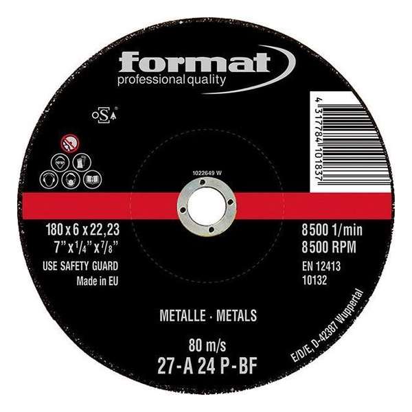 Afbraamschijven voor staal en gietijzerbewerking met kom 115x6mm FORMAT Afbraamschijven voor staal en gietijzerbewerking met kom 115x6mm FORMAT