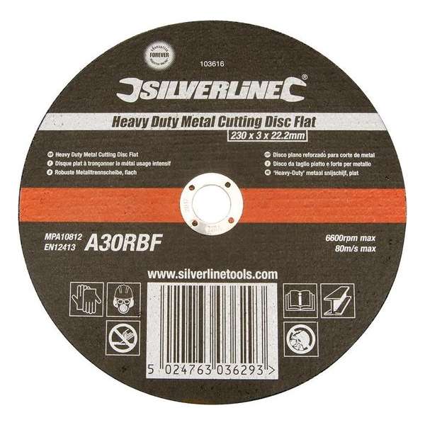 Silverline 103616 Doorslijpschijf Heavy Duty - 230 x 3 x 22,23mm - Metaal Silverline 103616 Doorslijpschijf Heavy Duty - 230 x 3 x 22,23mm - Metaal