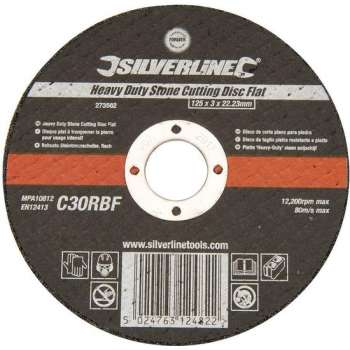 Silverline Steen Snijschijf - Doorslijpschijf - Plat - 125 x 3 x 22,23 mm.
