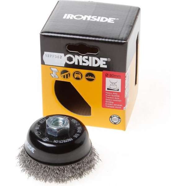 Ironside Rondborstel staaldraad gegolfd M14 diameter 80mm Ironside Rondborstel staaldraad gegolfd M14 diameter 80mm