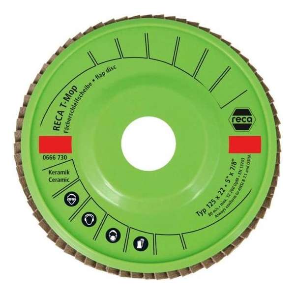 Reca Lamellenschijf T-Mop 125 mm K40 kom Keramiek (10 stuks) Reca Lamellenschijf T-Mop 125 mm K40 kom Keramiek (10 stuks)