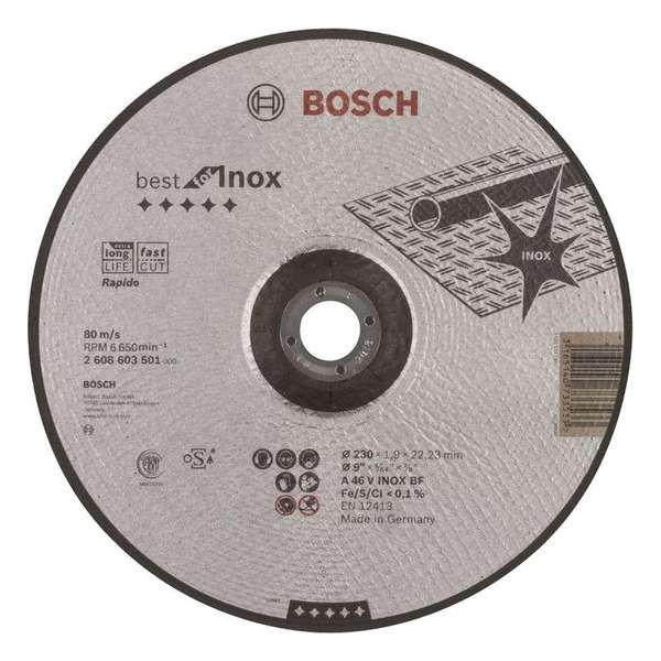 Doorslijpschijf gebogen Best for Inox - Rapido A 46 V INOX BF, 230 mm, 22,23 mm, 1,9 mm 1st