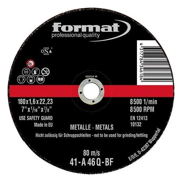 Doorslijpschijf voor staal recht 180x1,6mm FORMAT Doorslijpschijf voor staal recht 180x1,6mm FORMAT