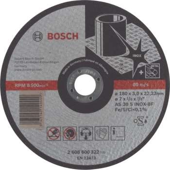 Doorslijpschijf recht Expert for Inox AS 30 S INOX BF, 180 mm, 22,23 mm, 3,0 mm 1st
