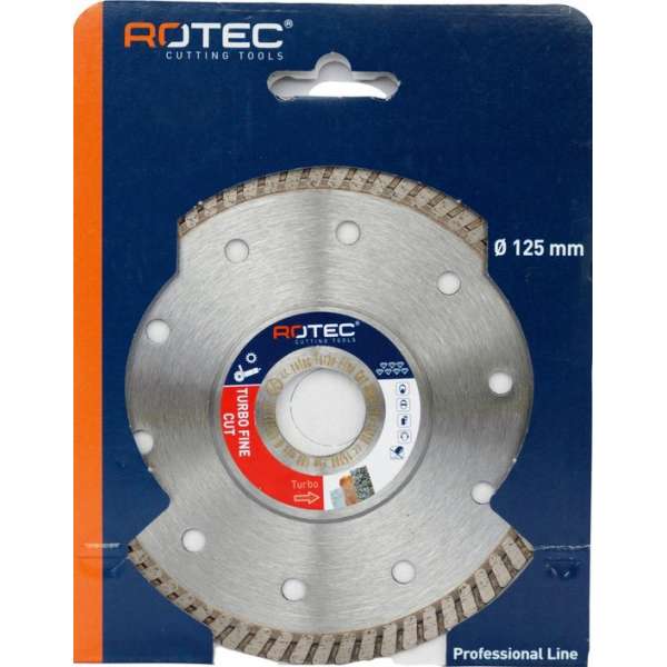Rotec Diamant zaagblad turbo Fine cut ø125xø22,2 Rotec Diamant zaagblad turbo Fine cut ø125xø22,2