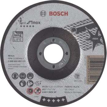 Doorslijpschijf gebogen Best for Inox A 46 V INOX BF, 125 mm, 22,23 mm, 1,5 mm 1st