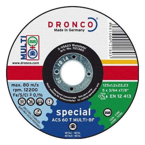 Dronco Schijven ACS 60 T - Multi 125 mm, 10 stuks in een praktische metalen doos Dronco Schijven ACS 60 T - Multi 125 mm, 10 stuks in een praktische metalen doos