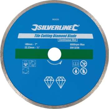 Silverline Diamant Tegel Snijschijf - Doorslijpschijf - 180 mm. - Asgat22,23 mm, Gesloten Velg