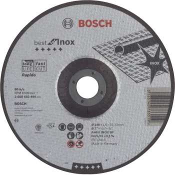 Doorslijpschijf gebogen Best for Inox - Rapido A 46 V INOX BF, 180 mm, 22,23 mm, 1,6 mm 1st