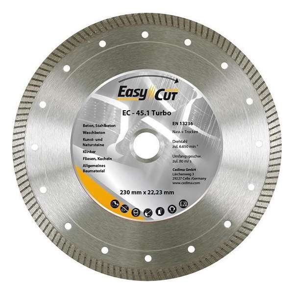 Dia. doorslijpschijf EC-45.1 180x1,6x10x25/ 22mm Cedima Dia. doorslijpschijf EC-45.1 180x1,6x10x25/ 22mm Cedima