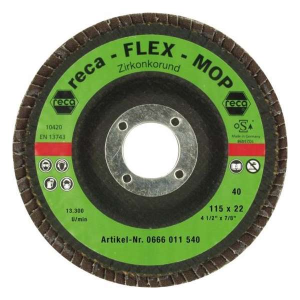 Reca Lamellenschijf Flex-Mop 115 mm K60 kom normale aluminiumoxide korrel (25 stuks) Reca Lamellenschijf Flex-Mop 115 mm K60 kom normale aluminiumoxide korrel (25 stuks)