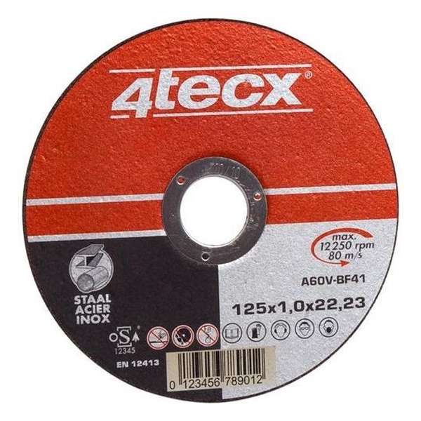 4Tecx Doorslijpschijf 125x1,6 Vlak Staa 4Tecx Doorslijpschijf 125x1,6 Vlak Staa