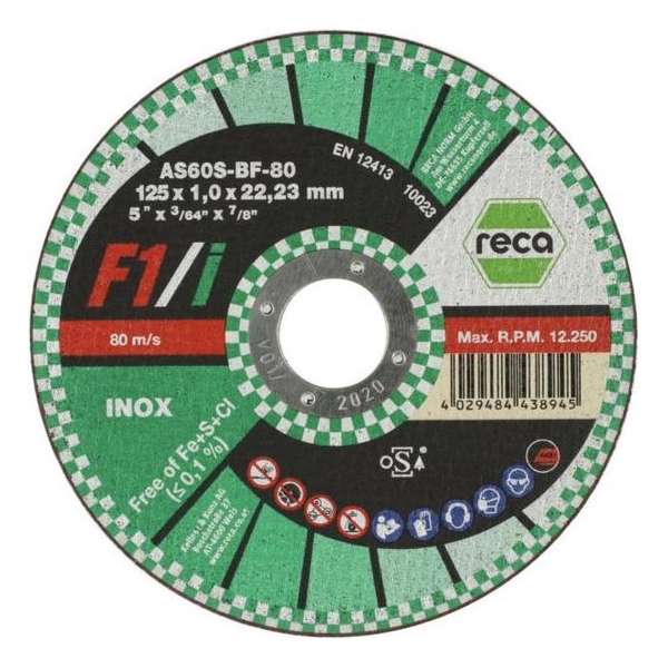 Reca Doorslijpschijf F1/i 230x1,9 mm - recht - RVS (25 stuks) Reca Doorslijpschijf F1/i 230x1,9 mm - recht - RVS (25 stuks)