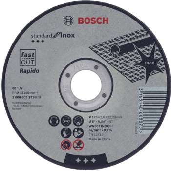 Doorslijpschijf recht Standard for Inox - Rapido WA 60 T BF, 115 mm, 22,23 mm, 1,0 mm 1st