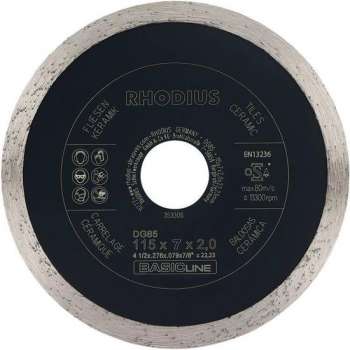 Rhodius Diamantzaagblad Tegels & Keramiek DG85 TILES, 115 x 7 x 2 x 22,23 mm