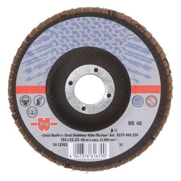 Lamellenschuurschijf voor staal LAMSCH-NK-CON-BO22,23-K80-D125mm Wurth Lamellenschuurschijf voor staal LAMSCH-NK-CON-BO22,23-K80-D125mm Wurth
