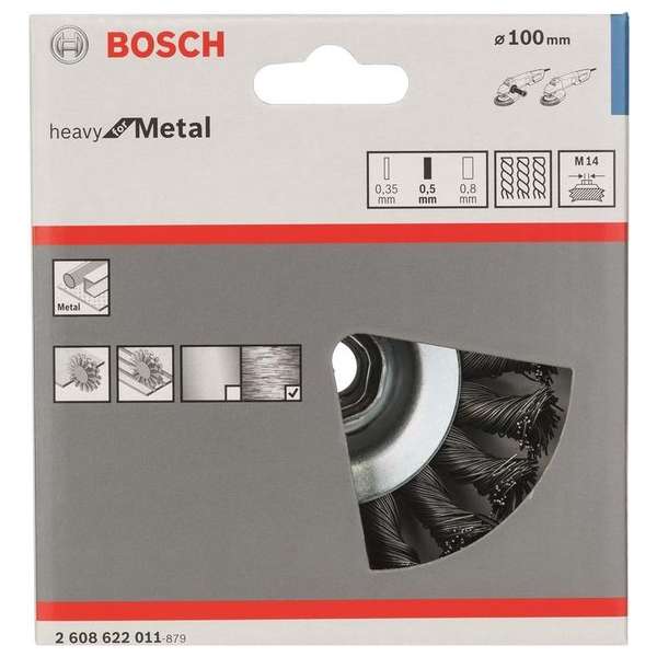 Bosch - Kegelborstel 100 mm, 0,5 mm, 12500 U/ min, 12 mm, 14