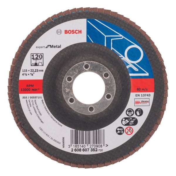 Bosch - Lamellenschuurschijf 115 mm, 22,23 mm, 120 Bosch - Lamellenschuurschijf 115 mm, 22,23 mm, 120