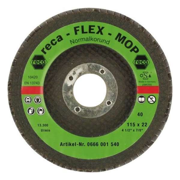 Reca Lamellenschijf Flex-Mop 115 mm K80 recht Zirkonium (25 stuks) Reca Lamellenschijf Flex-Mop 115 mm K80 recht Zirkonium (25 stuks)