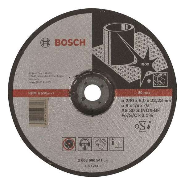 Bosch - Afbraamschijf gebogen Expert for Inox AS 30 S INOX BF, 230 mm, 22,23 mm, 6,0 mm Bosch - Afbraamschijf gebogen Expert for Inox AS 30 S INOX BF, 230 mm, 22,23 mm, 6,0 mm