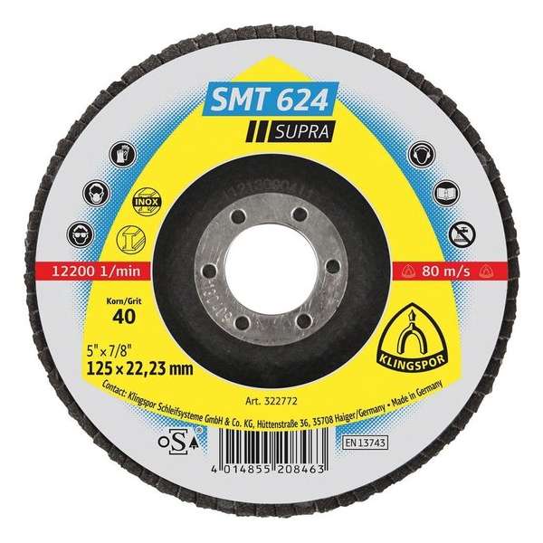 Klingspor vlaklamellenschijven SMT 624 125 mm K60 conisch Klingspor vlaklamellenschijven SMT 624 125 mm K60 conisch