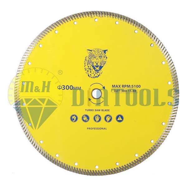 M&H diatools Diamantzaag Slijpschijf droogzaagblad turbo Universeel 300mm X asgat 15,88mm Droog en Nat M&H diatools Diamantzaag Slijpschijf droogzaagblad turbo Universeel 300mm X asgat 15,88mm Droog en Nat