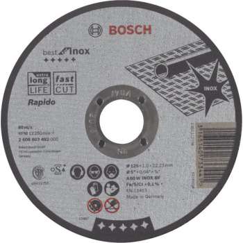 Doorslijpschijf recht Best for Inox - Rapido A 60 W INOX BF, 125 mm, 22,23 mm, 1,0 mm 1st