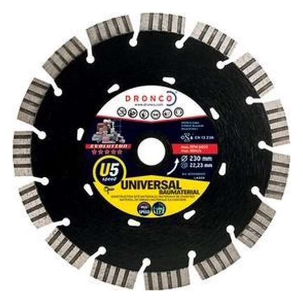 Dronco diamantschijf evolution U5 115 mm x 22.2 mm lasergelast universeel Dronco diamantschijf evolution U5 115 mm x 22.2 mm lasergelast universeel