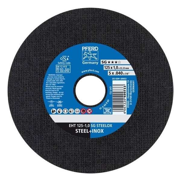 PFERD Sg Steelox 61341112 Doorslijpschijf Recht 125 Mm 22.23 Mm PFERD Sg Steelox 61341112 Doorslijpschijf Recht 125 Mm 22.23 Mm