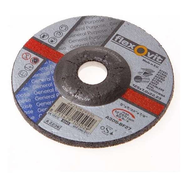 Flexovit Afbraamschijf A 30 S-BF2 7 staal en RVS 127 x 7 x 22mm (Prijs per 5 stuks) Flexovit Afbraamschijf A 30 S-BF2 7 staal en RVS 127 x 7 x 22mm (Prijs per 5 stuks)