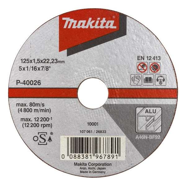Makita B-45325 Doorslijpschijf 115x1,0x22,23mm aluminium Makita B-45325 Doorslijpschijf 115x1,0x22,23mm aluminium
