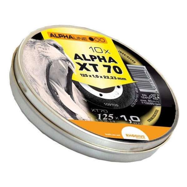 Doos met 10 stuks doorslijpschijven RHODIUS XT70 125x1,0x22,23 Doos met 10 stuks doorslijpschijven RHODIUS XT70 125x1,0x22,23