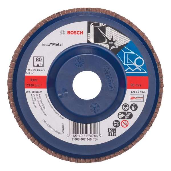 Bosch - Lamellenschuurschijf 125 mm, 22,23 mm, 80 Bosch - Lamellenschuurschijf 125 mm, 22,23 mm, 80