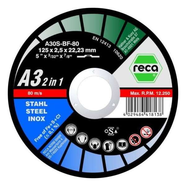 Reca Doorslijpschijf Allroad A3 230x2,5 mm - kom - staal/RVS (50 stuks)