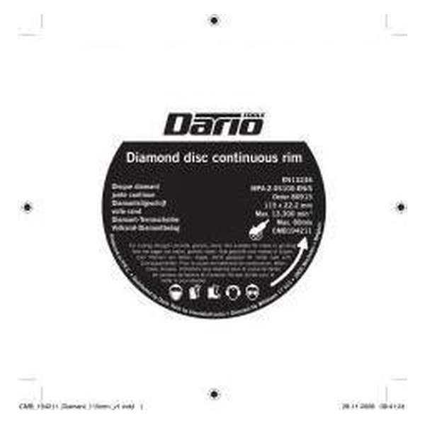 Dario Tools Diamantslijpschijf 115mm Dario Tools Diamantslijpschijf 115mm