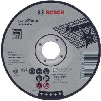 Doorslijpschijf gebogen Best for Inox A 30 V INOX BF, 125 mm, 22,23 mm, 2,5 mm 1st