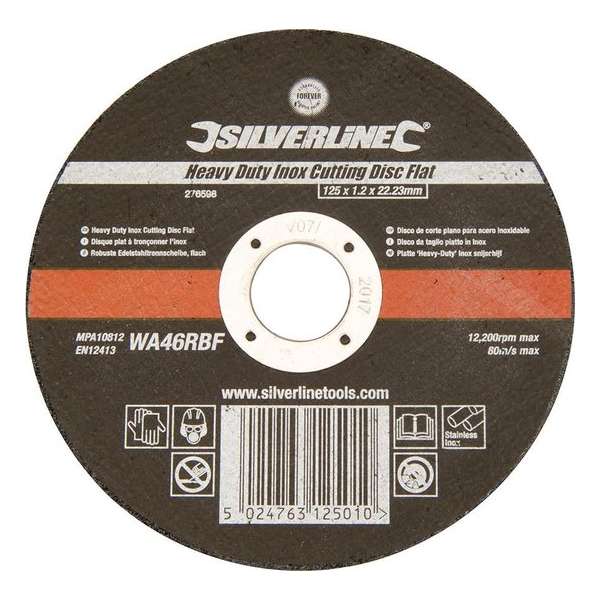 Silverline 276598 Doorslijpschijf Heavy Duty - 125 x 1,2 x 22,23mm - Inox