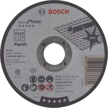 Doorslijpschijf recht Best for Inox - Rapido A 60 W INOX BF, 115 mm, 22,23 mm, 0,8 mm 1st