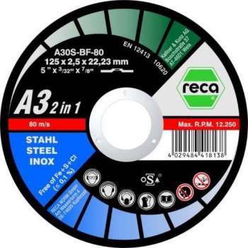 Reca Doorslijpschijf Allroad A3 125x2,5 mm - kom - staal/RVS (50 stuks)
