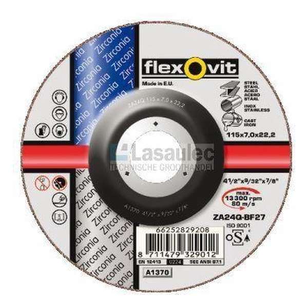 Afbraamschijf Flexovit ZA24Q-BF27 125x7x22 Staal/RVS verdiept centrum Afbraamschijf Flexovit ZA24Q-BF27 125x7x22 Staal/RVS verdiept centrum