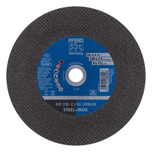 Pferd EHT 230-2,5 SG STEELOX Doorslijpschijf - Inox - 230x22,23mm - K24 Pferd EHT 230-2,5 SG STEELOX Doorslijpschijf - Inox - 230x22,23mm - K24